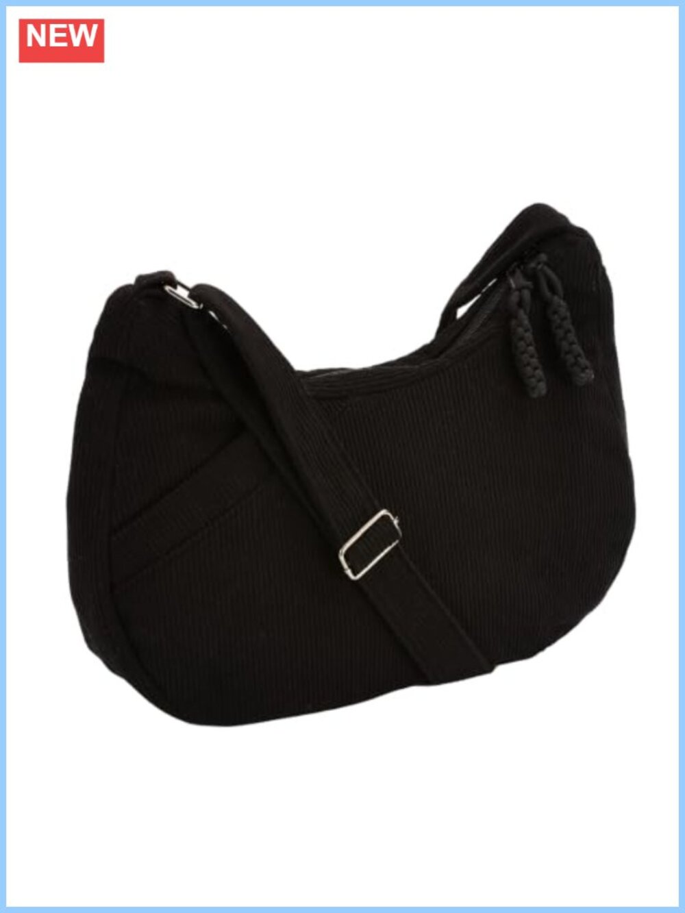 Corduroy Tote Bag Women Crossbody Adjustable Strap Zip